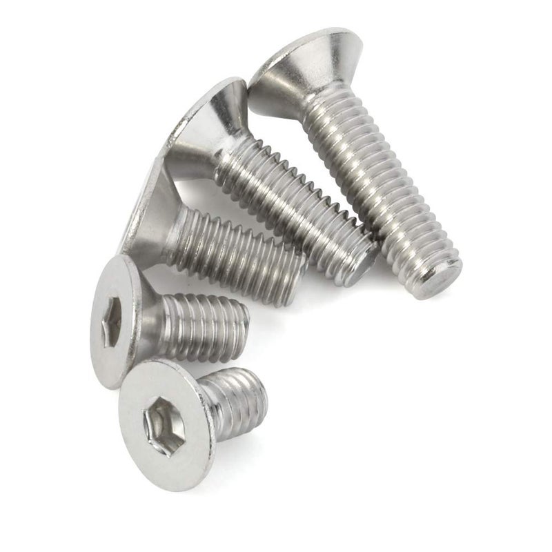 MewuDecor M6-1.0 x 12/16/20/25/30mm Flat Head Socket Cap Screws, Allen Socket Drive, DIN 7991, Stainless Steel 18-8 (304), Bright Finish, 50 PCS - Image 3